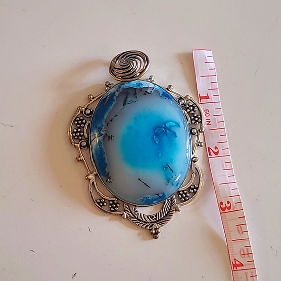 925 Silver Blue Dendrite Pendant - Picture 5 of 5